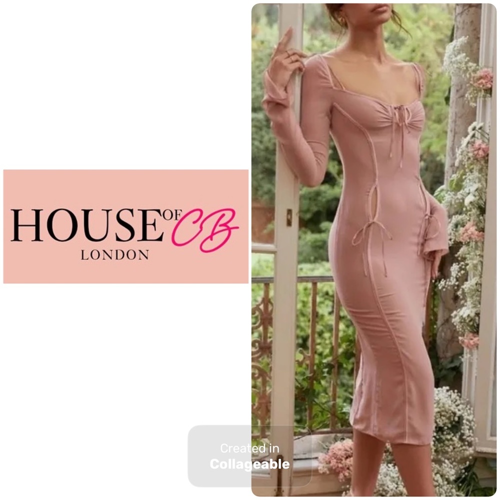 ‼️WOW‼️House of CB 'Ophelia' Crystal Cutout Midi Dress ✨EUC‼️